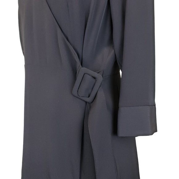 Nordstrom TopShop Black Wrap Dress Side Buckle Knee Length, 8 - Picture 3 of 10